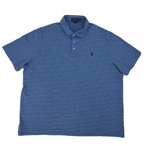 Polo Ralph Lauren Shirt Mens‎ XXL Blue Stripes Classic Fit Polo Golf Preppy